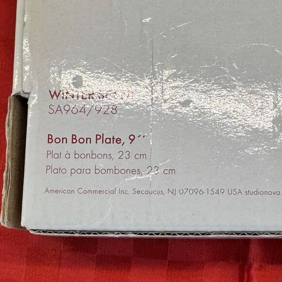 Christmas Winter Scene Plate 9" Clear Deer Tree Studio Nova Bon Bon Serving Dish - Picture 6 of 9